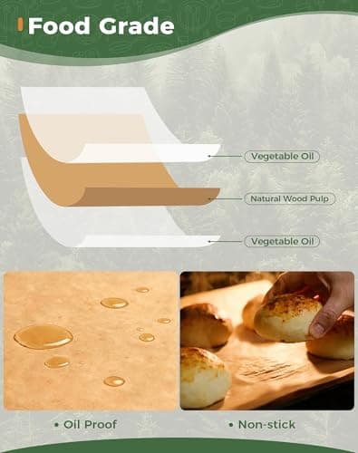 Atchake 120Pcs 8x12 Unbleached Parchment Paper Sheets, Non-Stick & Heavy Duty Baking Paper, Pre-Cut Parchment Paper for Baking, Cooking, Air Fryer, Steaming, Grilling, Sandwiches Wrapping - Thumbnail 4