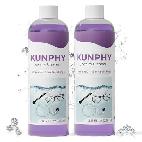 Upgraded KUNPHY Jewelry Cleaner, Professional Ultrasonic Jewelry Cleaner Solution for All Ultrasonic Cleaners, Multi-Purpose Ring Cleaner for Silver, Gold, Diamonds and Eyeglasses, 8.5 Oz * 2 Packs