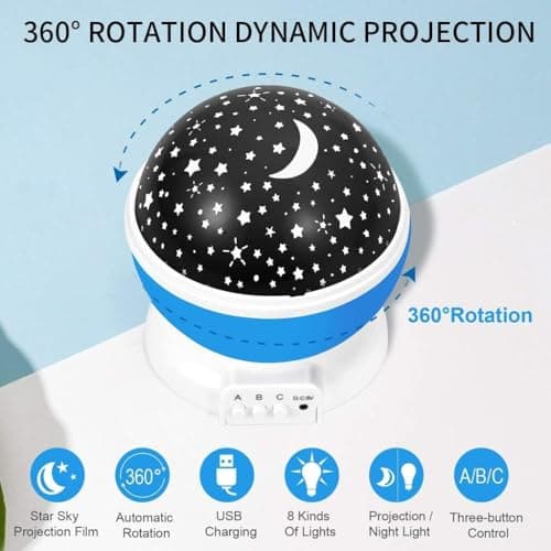 Toys for 1-10 Year Old Girls,Star Projector for Kids 2-9 Year Old Girl Gifts Toys for 3-8 Year Old Gifts for 4-7 Year Old Boys Birthday Gifts Stocking Stuffers for Kids (A Pink) (Blue) - Thumbnail 4