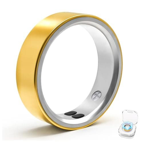 Smart Ring for Women Men,Sleep Tracking Wearable,Fitness Tracker Ring with Step/Heart Rate/Blood Oxygen/Distance/Calorie,Clock Vibration,No Subscription Fee,5ATM Waterproof, iOS&Android(Gold 13)