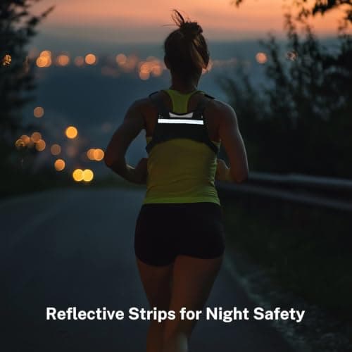 NOOLA Running Chest Pack, Running Vest for Men Women with Reflective Back, Lightweight Sport Chest Bag for Runners, Cycling, Biking, EDC Pouch, Phone Holder Carrier for Jogging, Black - Thumbnail 5