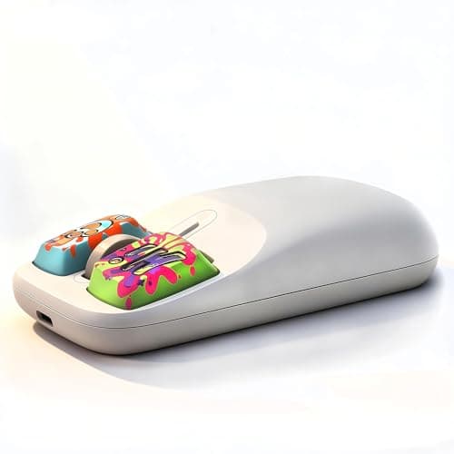 Jiieuilk Retro Mouse 2.4G & Bluetooth Mouses Connectivity, Lightweight Rechargeable Wireless Mouse 100h Battery Life with USB Receiver, PC/Mac - White - Image 1