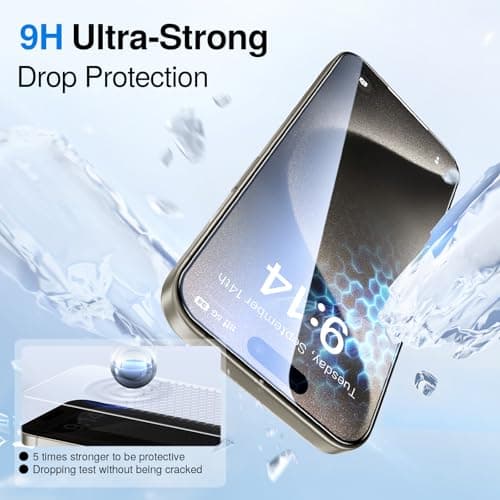 SMARTDEVIL Screen Protector for iPhone 15 Pro Max (3-Pack), HD Clear 9H Aluminosilicate Tempered Glass, SmartPull Box Dust & Bubble-Free Installation, Case-Ready Fit - Thumbnail 5