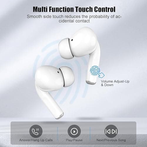 Wireless Earbuds for iPhone, 5.3 Bluetooth Headphones for Apple Earbuds Wireless, ENC Noise Cancelling 40Hrs Playback in Ear Air Buds Pods HiFi Bass for iPhone 17 16 15/iPad/PC/Laptop/Switch/White - Thumbnail 5
