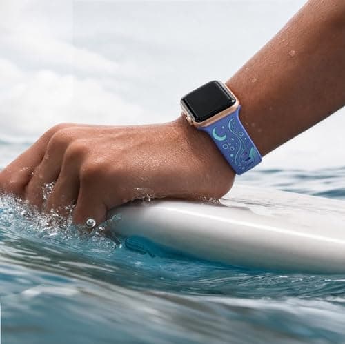 HATILP Whale Engraved Band Compatible with Apple Watch 38/40/41/42mm, Two-Layer Sculpted Ocean Design Soft Silicone Strap for Women, Series 11 10 SE Ultra 9 8 7 6 5 4 3 2 1 - Thumbnail 6