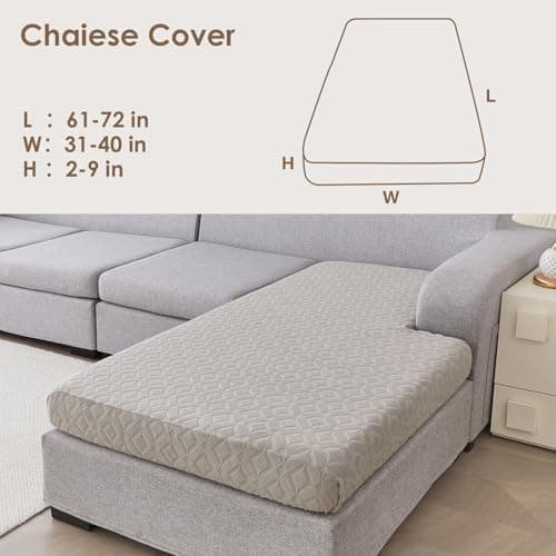 Couch Cushion Covers Waterproof, Stretch Sectional Couch Covers L Shape, Sofa Cushion Covers Washable, Non Slip Magic Sofa Covers, Sofa Slipcovers with Elastic Bottom, Pet-Friendly (1 Chaise Cover) - Thumbnail 5