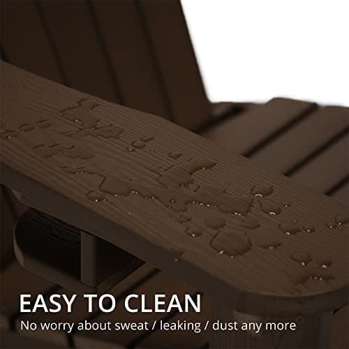 LUE BONA HDPS Adirondack Chairs Set of 2, Fire Pit Outdoor Chair Weather Resistant with Cup Holder, Modern Plastic Chair Plastic for Patio, Deck, Proch, 350LBS, Dark Brown - Thumbnail 5