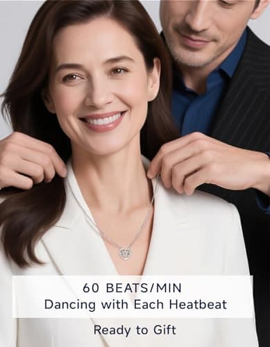 MomentWish Dancing Heart Necklace for Women, 0.5 Dancing Moissanite Necklace for Her, 925 Sterling Silver Pendant Anniversary Birthday Christmas Gift for Wife Mom Girlfriend-Heart - Thumbnail 6