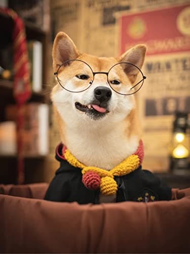 Dog Cat Costumes with Glasses and Neckties,Cosplay Costume Set Perfect for Party and Gifts for Cat Dog (Gryffindor, Small) - Thumbnail 5