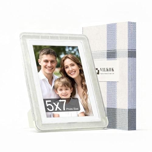 vilkok 5x7 Picture Frame,1 Pack, Fits 5x7 Photo or 4x6 with Mat, Acrylic Front & Durable ABS Frame, Shatterproof UV-Resistant Tabletop Display, Vertical/Horizontal Home Décor Frame, Double Colors - Image 1