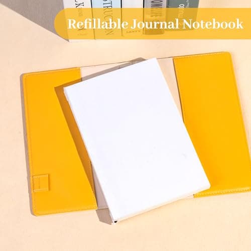 CAGIE Lined Journals for Writing, Two-Toned Hardcover Journal Notebook for Women, 256 Pages A5 Journal with 100GSM Thick Paper for Work Note Taking Diary, Refillable Design,8.6 x 5.7 Inch,Yellow - Thumbnail 5