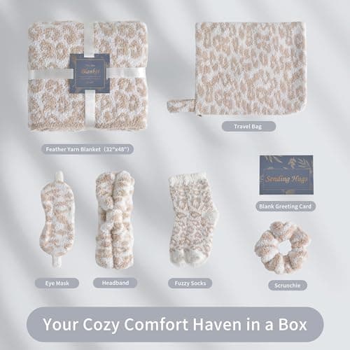 JOOJA Birthday Box Care Package Get Well Soon Gift Baskets Self Care Gifts, Birthday Gift Basket for Her, Leopard Print Gifts for Women Mom Wife Daughter Sister Friends Leopard Khaki - Thumbnail 2