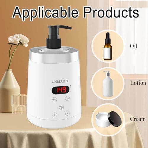 LINBEAUTI Massage Oil Warmer Bottle Professional Lotion Heater for SPA, Automatic Heated Lotion Cream for Salon, Barber Shops, Home, with Two Oil Bottle Dispenser - Thumbnail 2