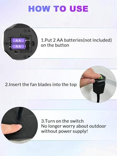 Fly Fans for Tables, Repellent Fans Keep Flies Away, Fly Spinner Table Top with Holographic Blades, Flies Deterrent for Picnic, Party, BBQ (Black, 4 Pack) - Thumbnail 4