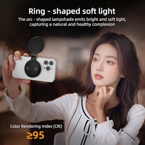 Flymile Magnetic Selfie Light for iPhone, LED Fill Ring Light for MagSafe with Adjustable, Compatible with Smartphone, for Selfies/Photography/TikTok/Video Conference, Portable & Rechargeable, White - Thumbnail 6