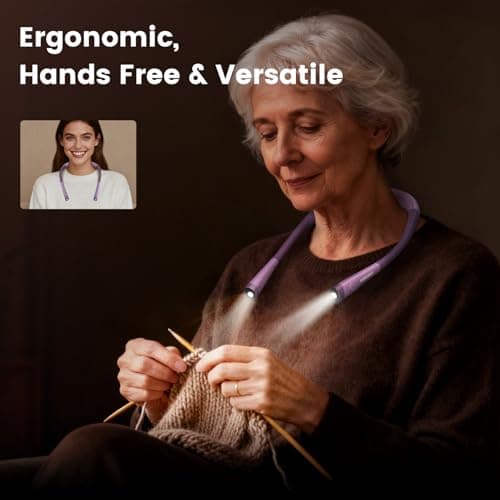 Glocusent Book Light, 3-Color & 6-Brightness Reading Light, Bendable Neck Light, 80-hr Lasting Rechargeable Book Light, Perfect Reading Lights for Books in Bed, Knitting, Repairing, Book Lovers Gifts - Thumbnail 3