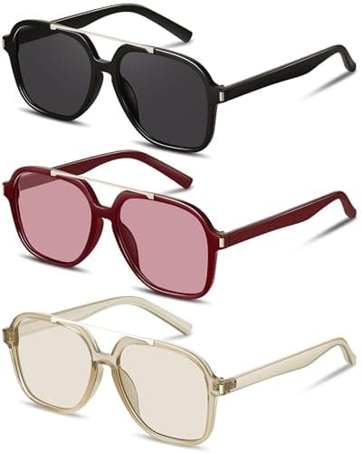 YMRFW Retro Aviator Sunglasses for Women Men Square Trendy 70s Vintage style Shades UV Protection - Image 1