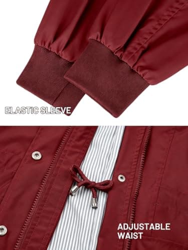 PITINAN Long Rain Coats for Women Waterproof Womens Rain Jacket Lightweight Travel Jacket Raincoats For Adults Women Wine Red M - Thumbnail 5