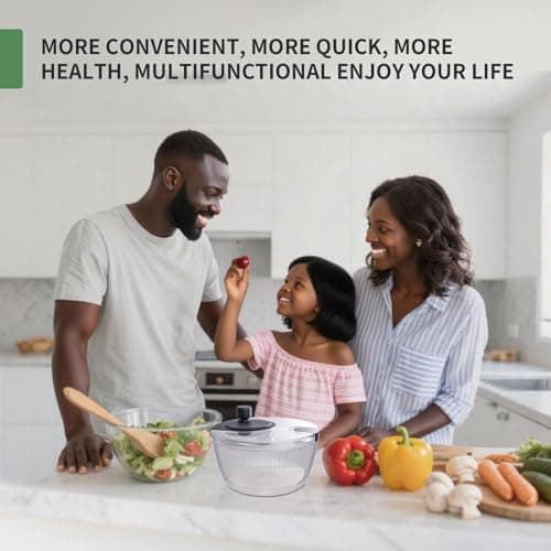 Salad Spinner Large, Fruit Washing Bowl with Strainer, Quick and Easy Use Lettuce Spinner, Fruits and Vegetables Washer, Lettuce Salad Dryer, Kitchen Essentials (4L/4.23Qt) - Thumbnail 2