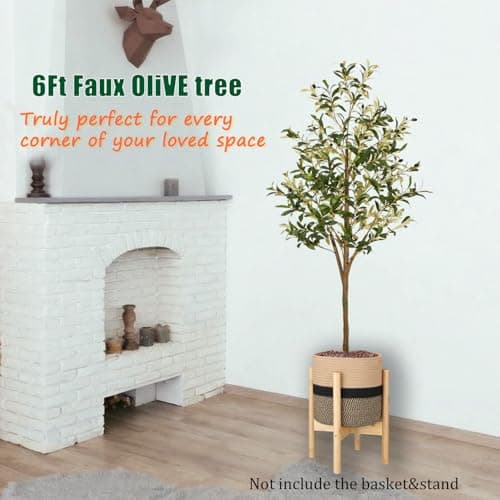 6ft Artificial Olive Trees Indoor, Faux Olive Tree 6 Feet Fake Plants with Realistic Leaves Olive Silk Tree Home Bedroom Housewarming Gifts - Thumbnail 2