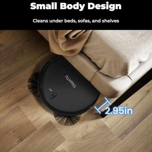 Thamtu Robot Vacuum and Mop Combo, Slim 2-in-1 Vacuum Robotic with Strong Suction, Auto-Charging, Scheduling, Smart Robot Vacuum Cleaner Ideal for Pet Hair, Hard Floors & Low-Pile Carpets - Thumbnail 2