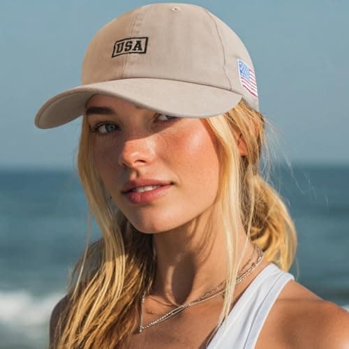 LELVK American Flag Patriotic Baseball Cap | Embroidered USA Flag 100% Cotton Adjustable Hat for Men & Women - Thumbnail 6