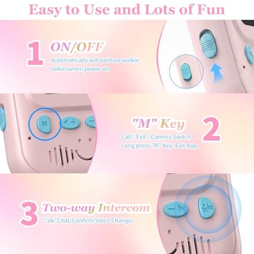 Video Walkie Talkies for Kids, 2 Pack Rechargeable Video & Long Range for Indoor Play, Dual Camera Front and Back,Camping Hiking, Outside Toys Gifts for Boys Girls Age 3-12 - Thumbnail 2