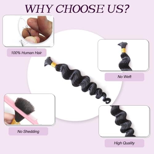 MsFan Boho Hair for Braiding Loose Wave Braiding Hair for Boho Braids 100% Virgin Human Braiding Hair 100G Boho Human Hair NC 18 Inch - Thumbnail 5