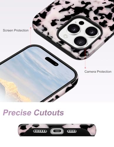 Aitipy Magnetic Little Tortoise Shell Phone Case for iPhone 13 Pro, Compatible with MagSafe, Cute White Aesthetic Leopard Print Soft TPU Hard PC Shockproof Protective Phone Cover for Women Girls - Thumbnail 5