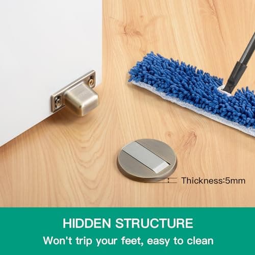 YAGU 1 Pack Zinc Alloy Magnetic Door Stopper, Invisible Door Catch with Dual Adhesive and Conceal Screw Mount No Drilling, Floor Mount Magnet Door Holder for Bottom of Door (Brushed Bronze) - Thumbnail 4