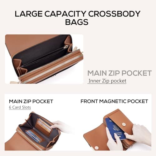 Roulens Small Crossbody Bag for Women,Cell Phone Purse Women's Shoulder Handbags Wallet Purse with Credit Card Slots - Thumbnail 5