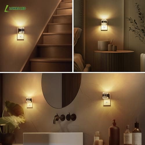 L LOHAS LED Night Light, 3000K Bubble Night Lights Plug into Wall, Acrylic Night Lights with Dusk-to-Dawn Sensor, Adjustable Brightness,Soft White Plug in Nightlights for Rooms Bathroom Hallway - Thumbnail 3