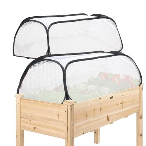 2 Pack Raised Bed Garden Covers, 45"x22"x16" Pop Up Greenhouse Cover with Breathable Mesh & PE Sides, Foldable Plant Protector for Insects, Birds & Animals, Accelerates Seedling Growth for Vegetables - Image 1