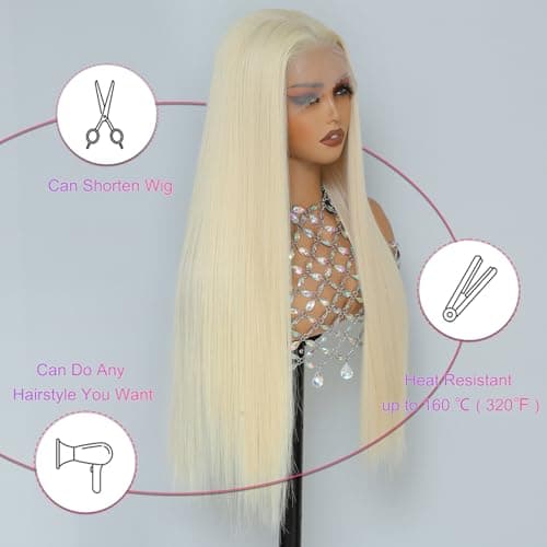 Barbique Blonde Wig, Synthetic Lace Front Wigs Pre-Plucked 13x6 HD Glueless Long Straight 26 Inch Ready to Wear 613 Wigs Beginner Friendly Suitable for Daily Party Wear - Thumbnail 4