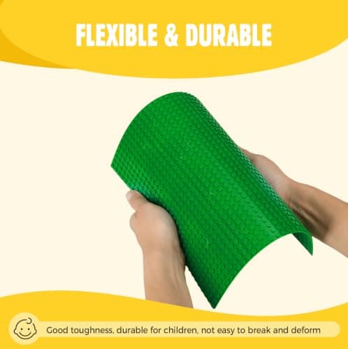 Lekebaby 8 Pack Peel and Stick Base Plates, 10"x10" Classic Self-Adhesive Building Boards - Compatible with Major Brands, Sturdy Stacking Play Table Top, Green - Thumbnail 4