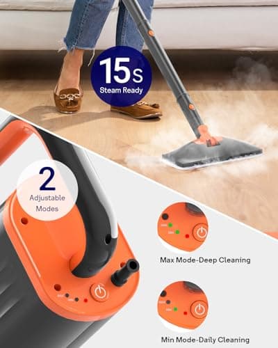 HelpX Steam Mop Cleaner with Detachable Handheld Steamer, 20 in 1 Wired Steam Cleaner with Multiple Accessories, Detachable Water Tank, Microfiber Pads for Floor Tiles Carpet and Grout Cleaning (Grey) - Thumbnail 2