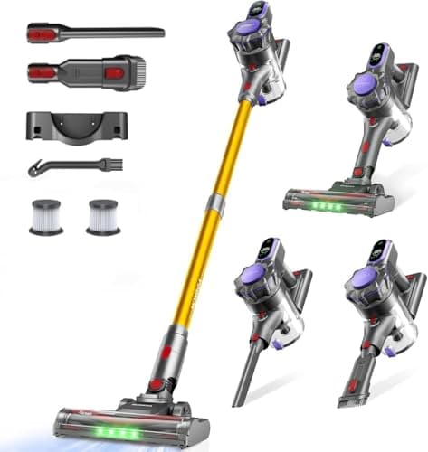 MONSGA Cordless Vacuum Cleaner, 45KPa 400W Stick Vacuum for Home, 50Mins Anti-Tangled Vacuum Cleaner with Charging Dock, Light-weighted Handheld Vacuum for Pet Hair/Carpet/Floor, LED Touch Display,MV3 - Image 1