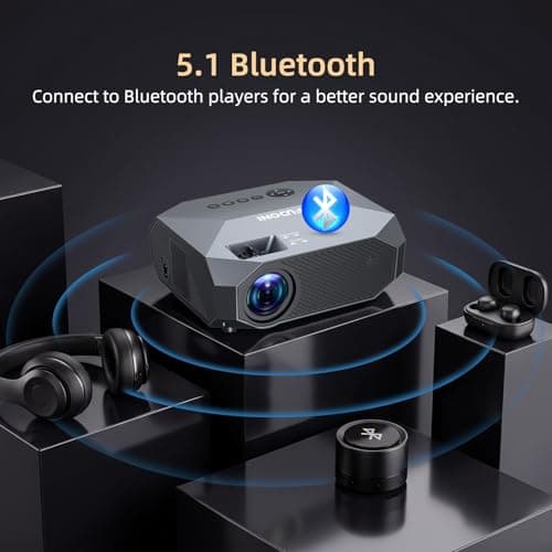 FUDONI Projector with WiFi and Bluetooth, Outdoor 4K Support 18000L Projector HD 1080P Max 300" Display, Movie Video Portable Home Theater Projector Compatible with USB/HDMI/iOS/Android/TV Stick - Thumbnail 6