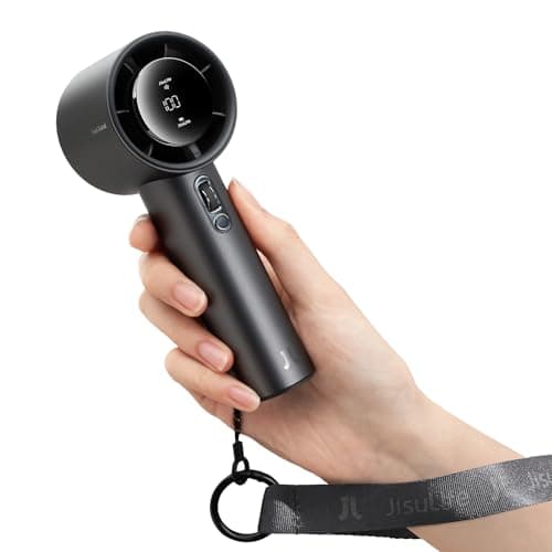 JISULIFE Handheld Fan Pro Series - Extreme Cooling Output: 1-100 Speed Scroll Wheel, Metal Body, Digital Display, 1.5H Fast Charge, 5000mAh-Portable Fan for Travel Outdoor, Gifts for Women Men(Grey) - Image 1