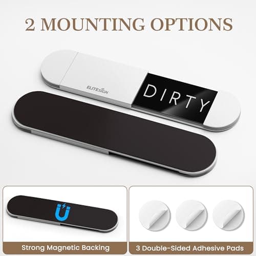 EliteSign Clean Dirty Magnet Dishwasher Sign, Magnetic Dish Washer Clean Dirty Sign, Strong Magnets Indicator for Stainless Steel Dishwasher, Extra Adhesive Tapes Included - Thumbnail 6