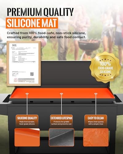 36'' Silicone Griddle Mat for Blackstone - Heavy-Duty Food-Grade Griddle Cover & Full Surface Protection, Waterproof, Rust & Dust-Proof, Essential Blackstone Griddle Accessories for Outdoor BBQ - Thumbnail 3