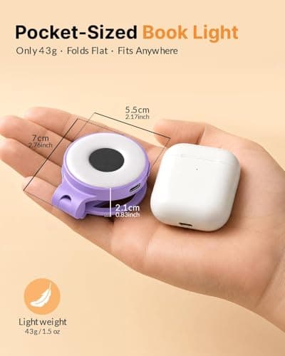 EastPin 18 LED Rechargeable Reading Light: Aesthetic Lavender Book Light for Relaxing Reading | Rotary Stepless Dimmer Memory & Timer - Reading Essentials Thoughtful Gifts for Women & Girls (Purple) - Thumbnail 6