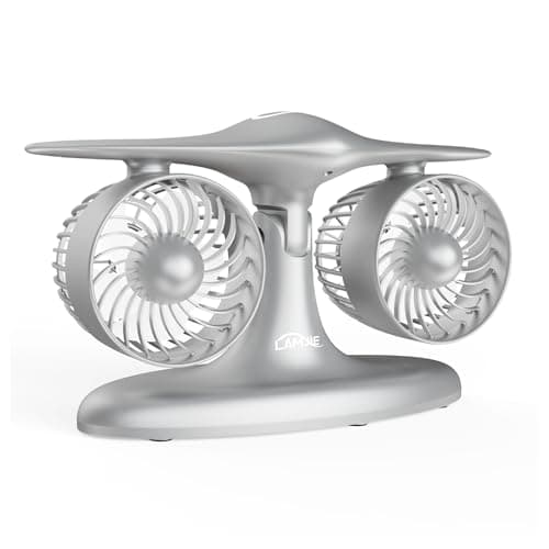 LAMJIE Portable Desk Fan, 8000mAh Battery Powered Small Quiet Table Fan for Bedroom Office, Aviation Style Turbine Personal Fan with LED Light, Retro Cordless Cooling Fan for Home, Travel & Sleeping - Image 1