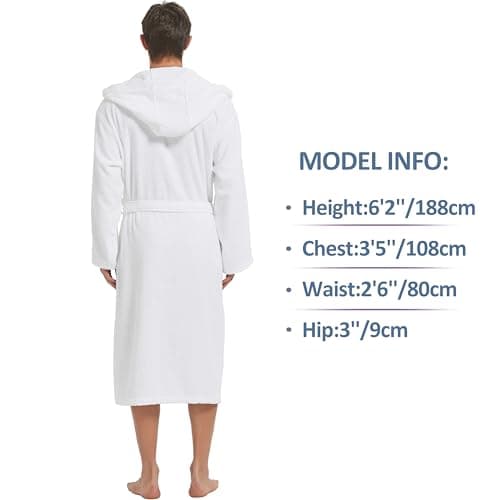 UTJZIB Mens Robe with Hood-Classic Terry Cloth Bathrobe for Men,Soft Knee Length Bathrobes for Spa - Thumbnail 5