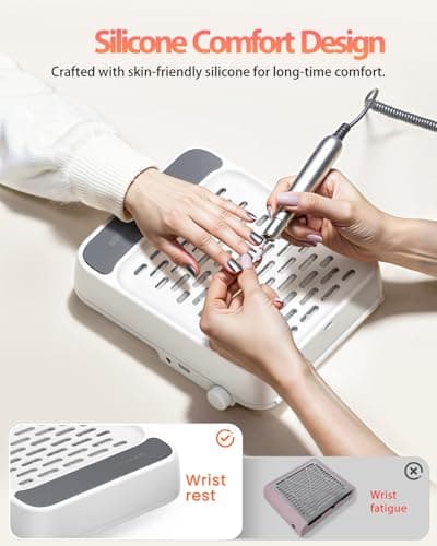 Nail Dust Collector with Reusable Filters, Rechargeable 3800RPM Powerful Vacuum Fan Extractor, Low Noise Dust Suction Machine for Acrylic Gel Nail Polishing, Portable Manicure &Pedicure Tool - Thumbnail 5