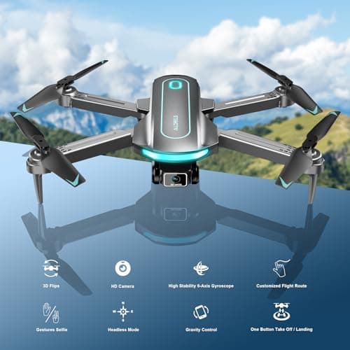 Drone with Camera for Adults and Beginners, 1080P HD FPV Foldable Mini Drones for Kids, 2 Batteries, Carrying Case, Trajectory Flight, Gravity Control, One-Key Takeoff/Landing, 360° Flip, Gift for Boy - Thumbnail 2