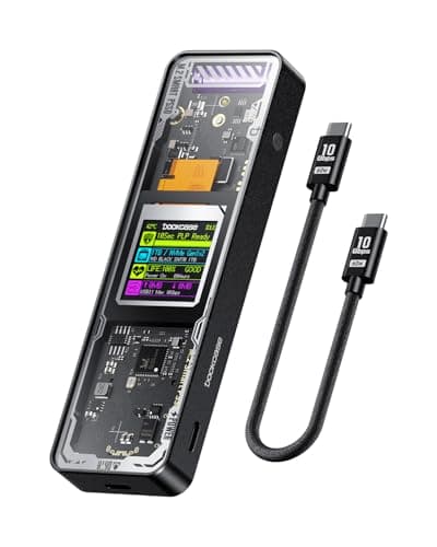 DOCKCASE Explorer Edition M.2 NVMe SSD Enclosure,Support 10s PLP Prevents Write Data Loss,USB 3.2 Gen 2 Type-C (10 Gbps), fits NVMe PCIe,Size 2230/2242/2260/2280,Support M-Key B+M Key UASP