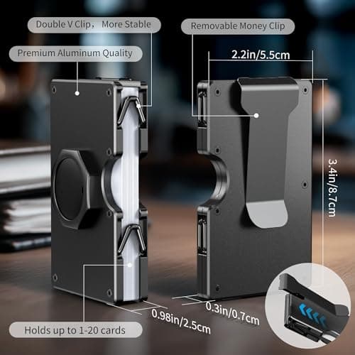 BIIGELL Wallet for Men - Air Tags Metal Wallet Work with Apple Find My(iOS Only), Mens Wallet with Removable Money Clip, RFID Blocking Credit Card Holders, Slim Wallet Tracker(Air Tags included) - Thumbnail 6