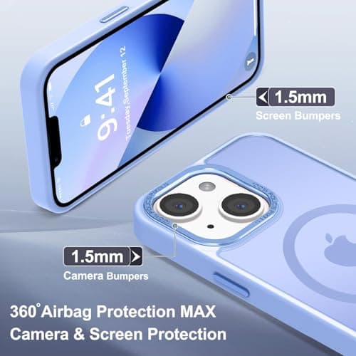 Newfuture Designed for iPhone 13 Case & iPhone 14 Case with Magnetic [13 FT Military Drop Protection] [Compatible with Magsafe] Slim Translucent Shockproof with Anti-Fingerprint Phone Case, Blue - Thumbnail 6