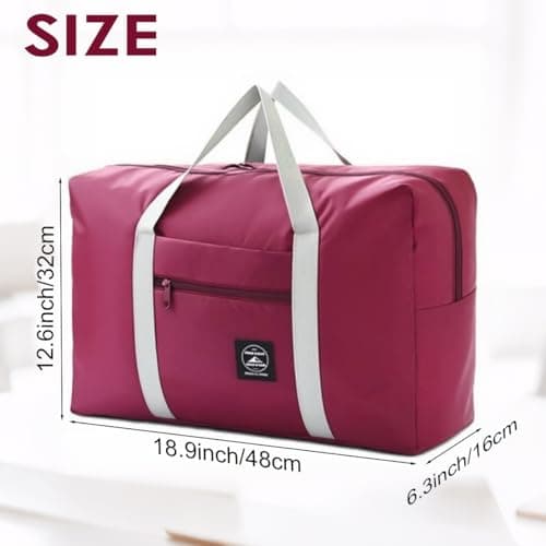 Large Capacity Travel Bag,Oxford Storage Bag, Clothing Storage Bag, Home and Travel, Multifunctional Sports Shoulder Bag (Magenta, Large) - Thumbnail 5